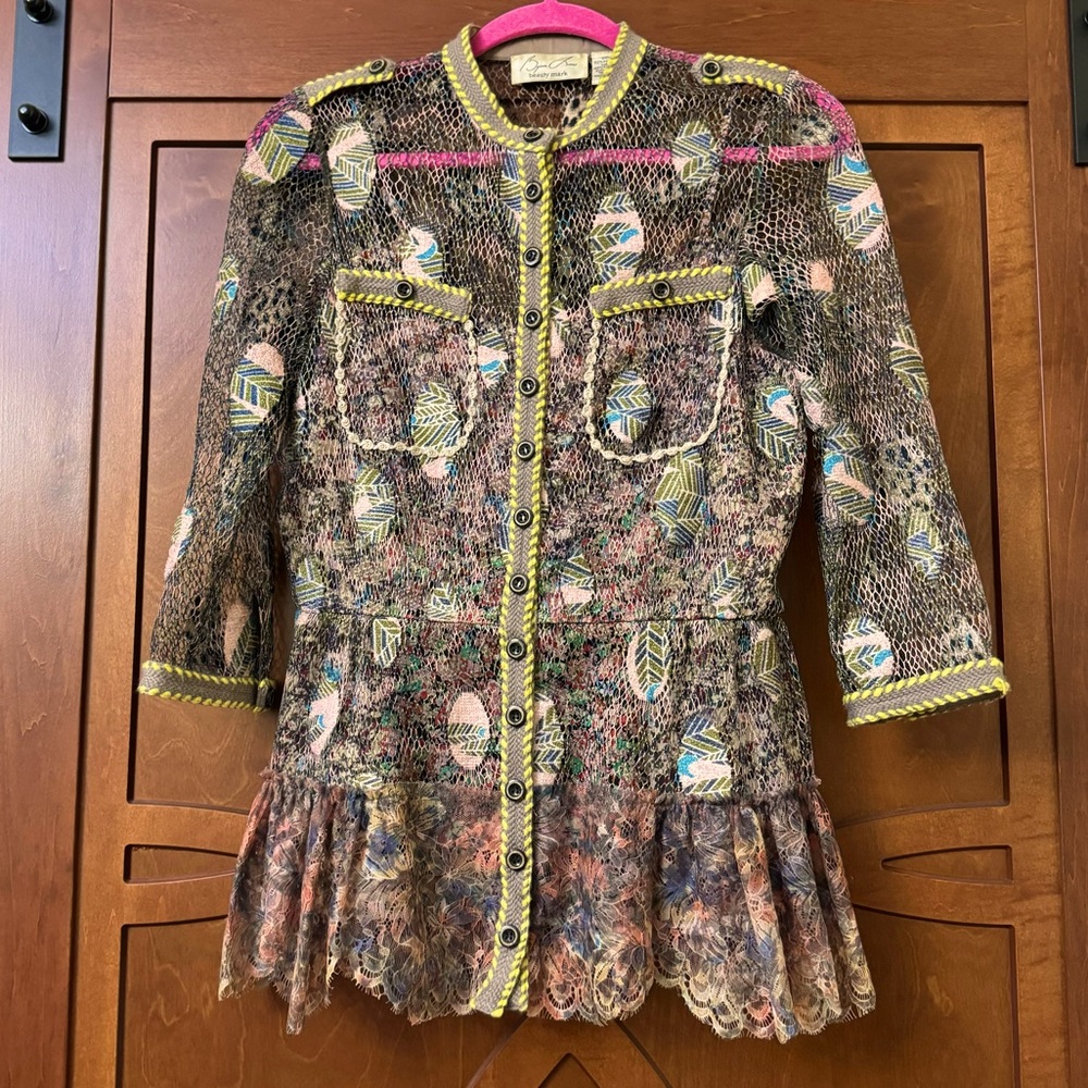Byron Lars Beauty Mark Lace Button Up Shirt